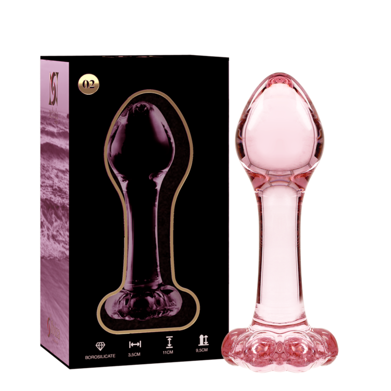 Anal plug sticla borosilicata Nebula Model 2 roz 11cm diametru 3.5cm