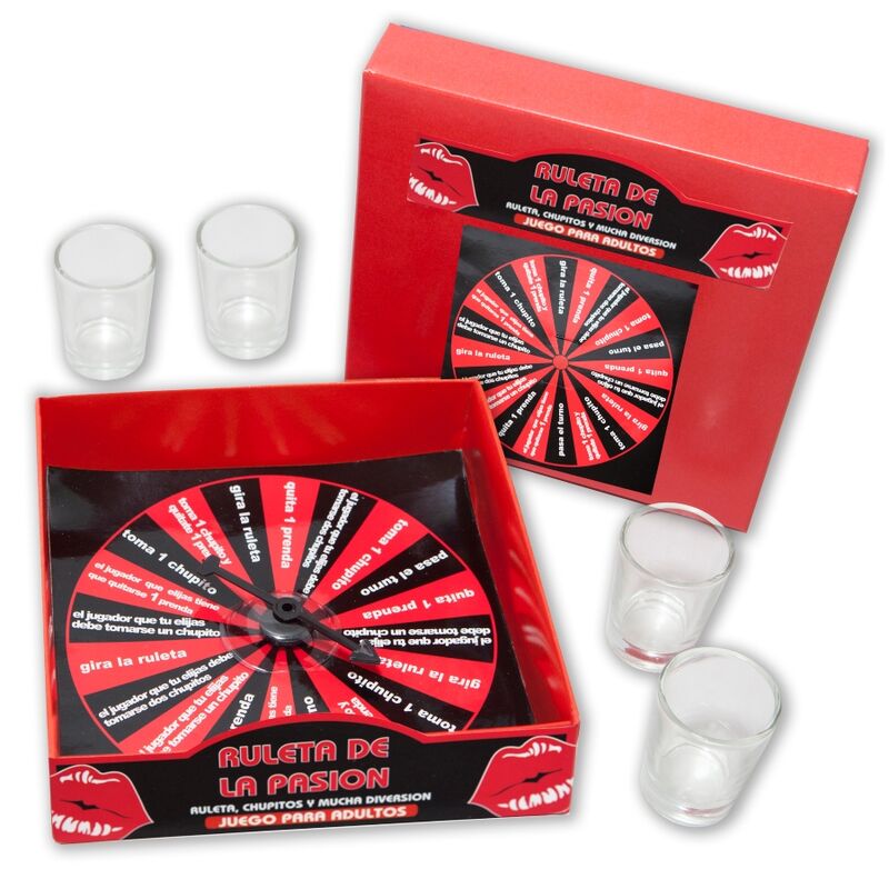 Ruleta erotica cu shots Diablo Picante - set ruleta pasiunii cu 4 pahare de shot