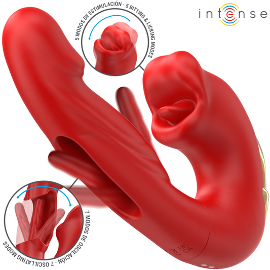 Intense Nathy vibrator dublu rosu detaliu gura stimulatoare inovatoare