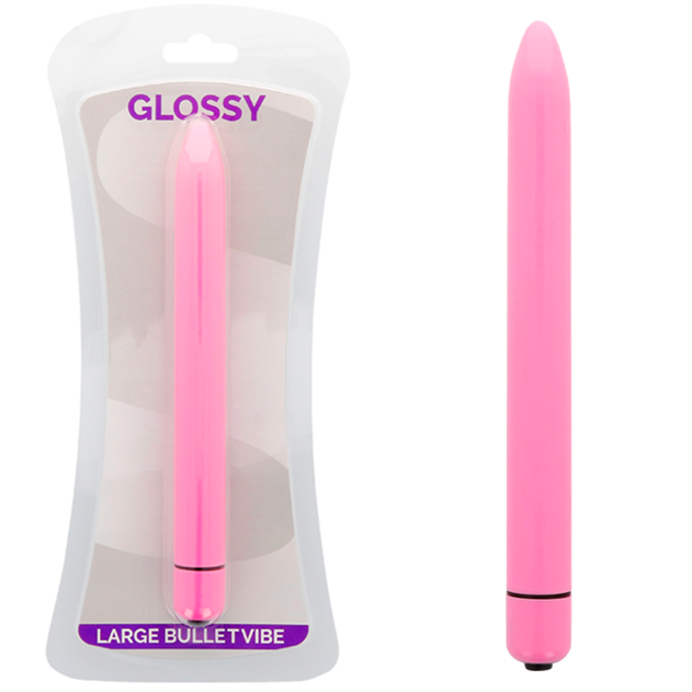 Vibrator slim Glossy Deep Rose – vedere frontala vibrator roz compact si discret