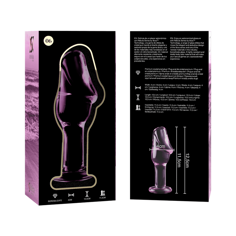 Anal Plug din Sticla Borosilicata Nebula Model 6 Roz 12.5cm Diametru 4cm - Anal Plug - Sensivo
