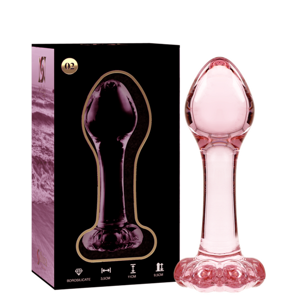 Anal Plug din Sticla Borosilicata Nebula Model 2 Roz 11cm Diametru 3.5cm