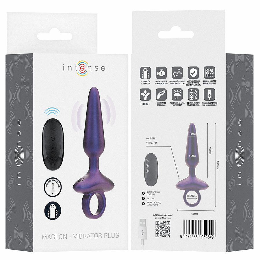 Anal Plug Vibrator cu Telecomanda Intense Marlon Model 4 Negru - Anal Plug - Sensivo