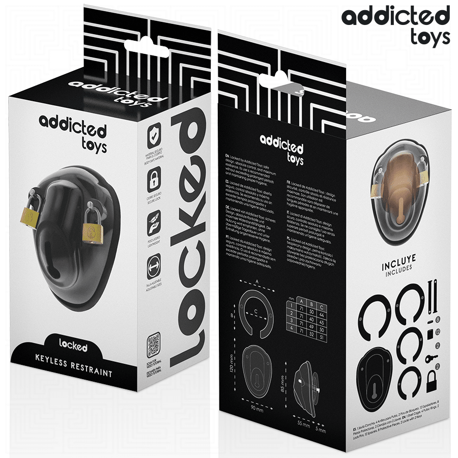 Custa Castitate Penis cu Inele si Lacat 11.5 cm - Addicted Toys - BDSM - Sensivo