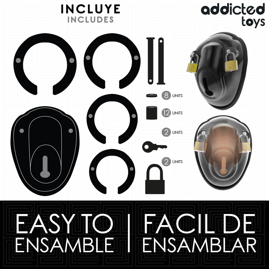 Custa Castitate Penis cu Inele si Lacat 11.5 cm - Addicted Toys - BDSM - Sensivo