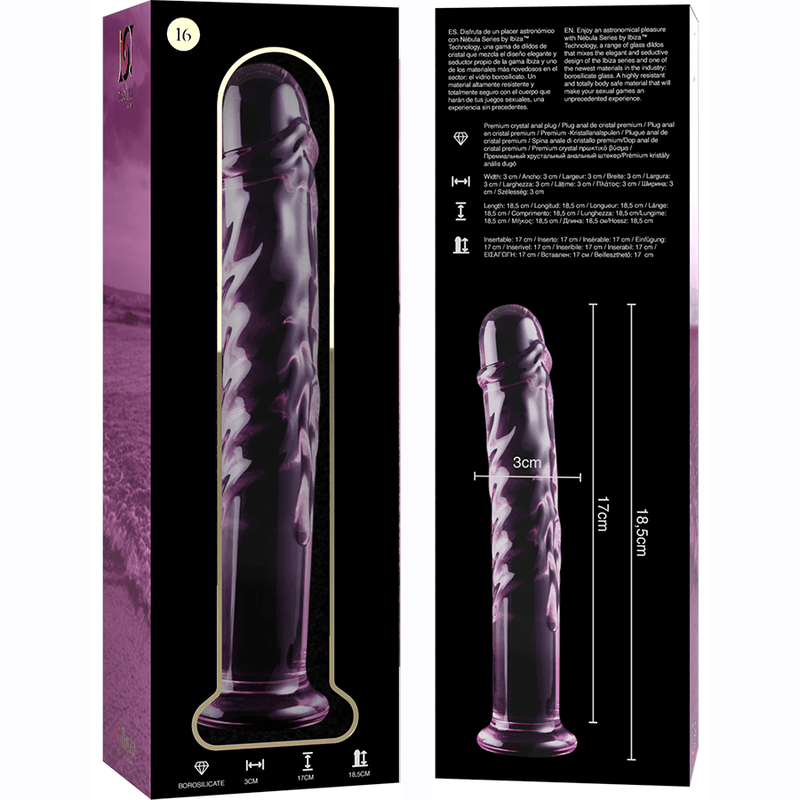 Dildo din Sticla Borosilicata Nebula Model 16 Roz 18.5cm Diametru 3cm - Dildo - Sensivo