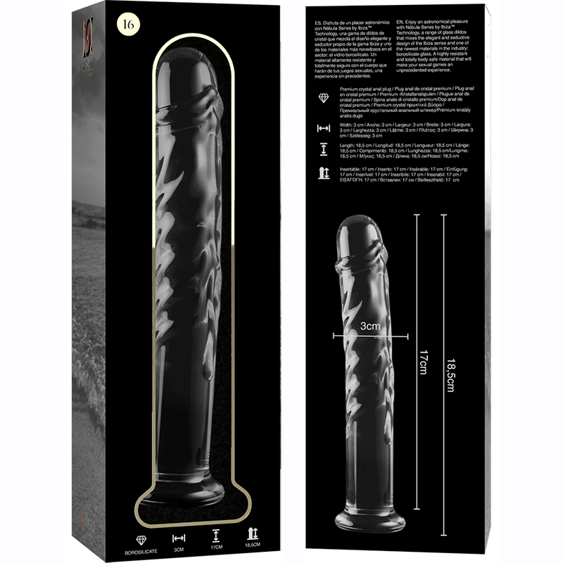 Dildo din Sticla Borosilicata Nebula Model 16 Transparent 18.5cm Diametru 3cm - Dildo - Sensivo