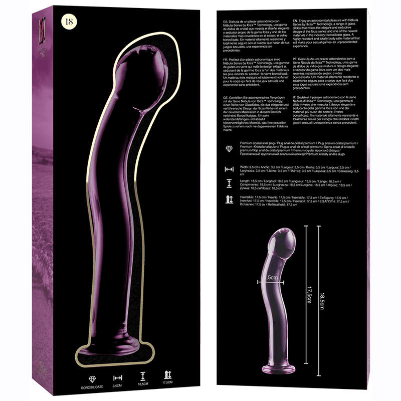 Dildo din Sticla Borosilicata Nebula Model 18 Roz 18.5cm Diametru 3.5cm - Dildo - Sensivo