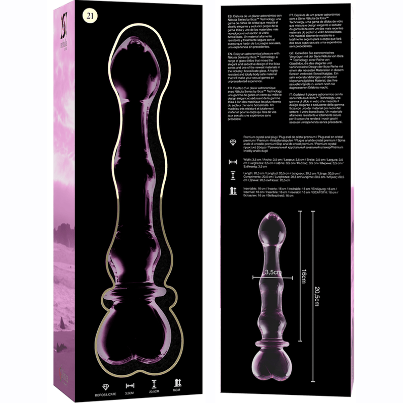 Dildo din Sticla Borosilicata Nebula Model 21 Roz 20.5cm Diametru 3.5cm - Dildo - Sensivo