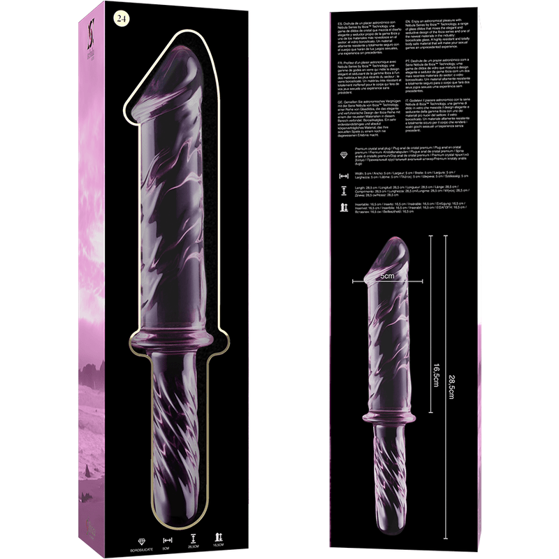 Dildo din Sticla Borosilicata Nebula Model 24 Roz 28.5cm Diametru 5cm - Dildo - Sensivo