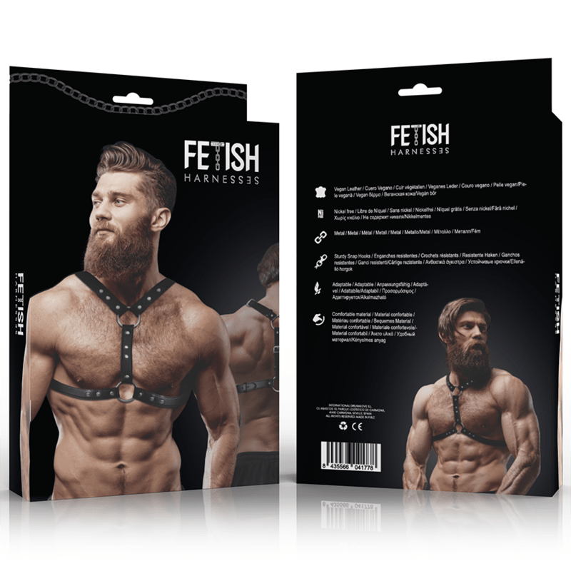 Harness Piept Barbati Eco Piele cu Nituri Fetish Submissive - BDSM - Sensivo