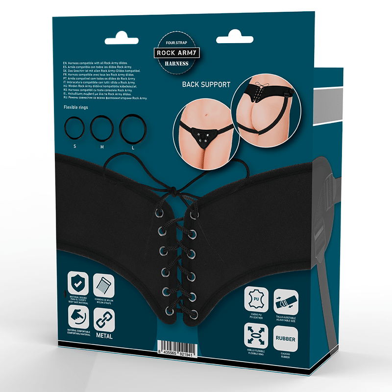 Harness Strap-on Ajustabil cu 3 Inele Flexibile - RockArmy - Strap-on - Sensivo