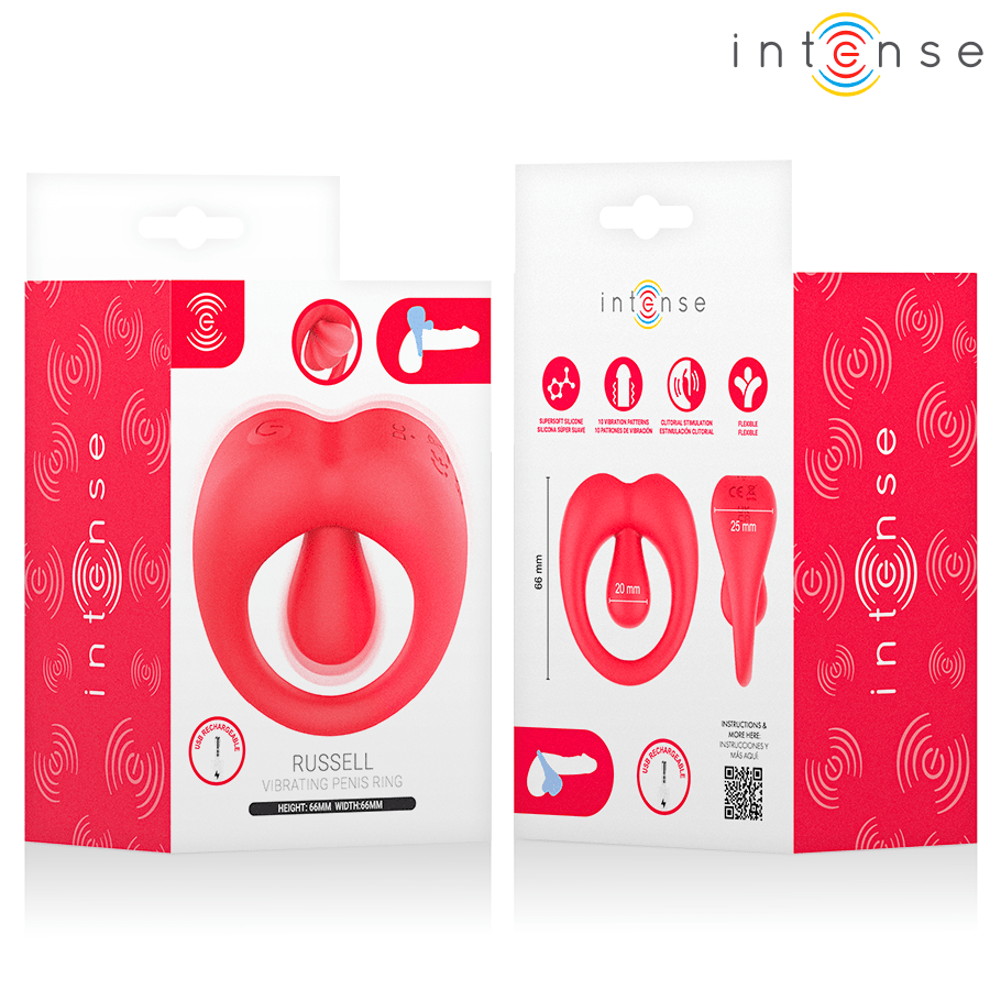 Inel Penis Vibrant Intense Russell cu Stimulator Clitoris Rosu - Inel Penis - Sensivo
