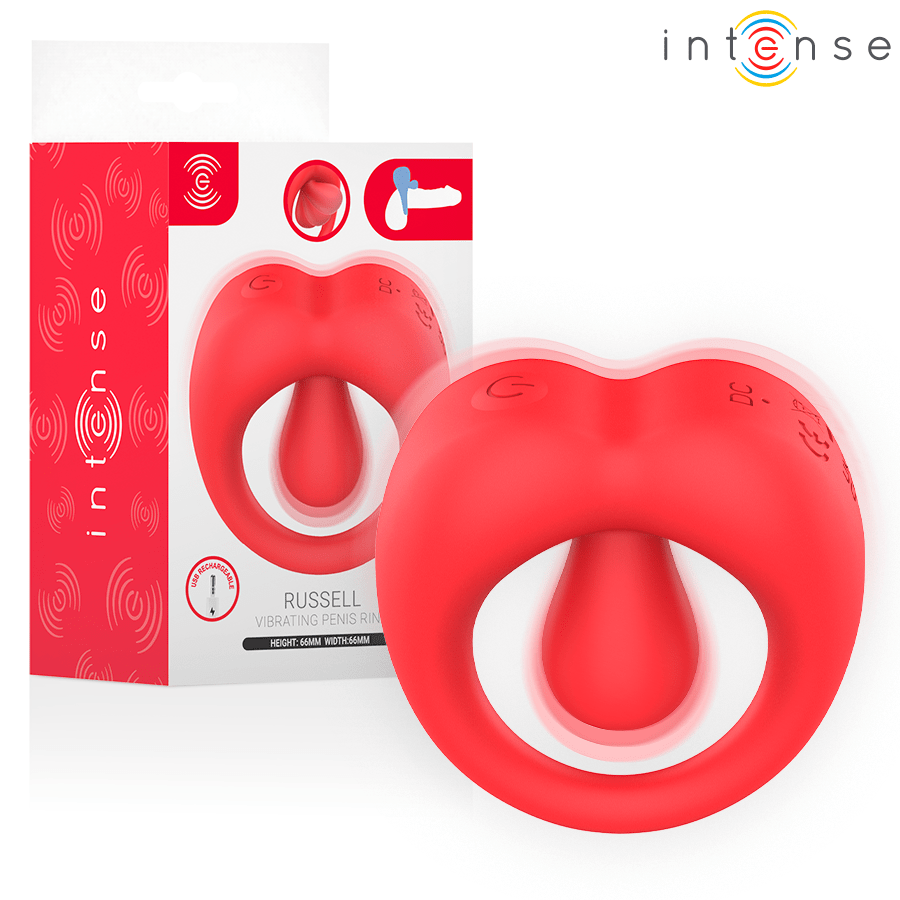Inel Penis Vibrant Intense Russell cu Stimulator Clitoris Rosu - Inel Penis - Sensivo