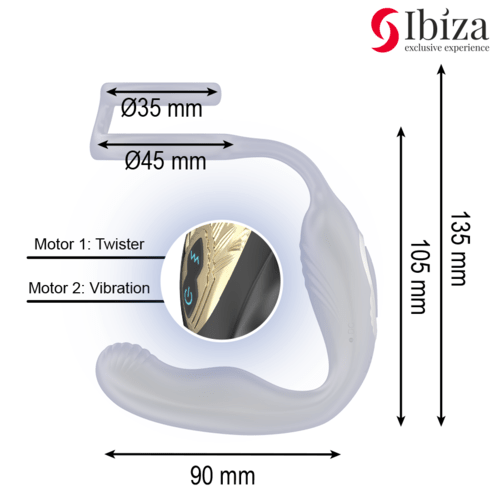 Inel Penis Vibrator cu Plug Anal si Telecomanda - IBIZA - Inel penis - Sensivo