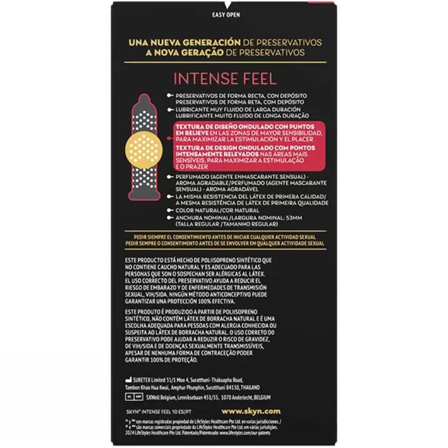 Prezervative Fara Latex SKYN Intense Feel cu Textura Valuri 10 buc - Prezervative - Sensivo