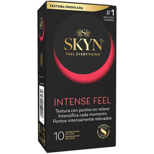 Prezervative fara latex SKYN Intense Feel textura valuri 10 buc stimulare maxima