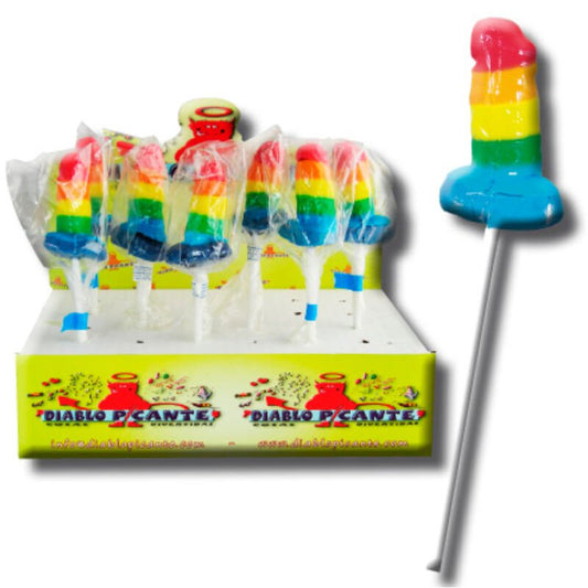 Acadea gummy penis in culorile steagului LGBT Pride - 68g Diablo Picante cadou comunitate
