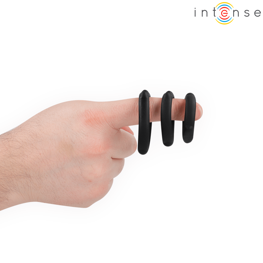 Set 3 Inele Penis Intense Peter Model 9 Silicon Extensibil - Inel Penis - Sensivo