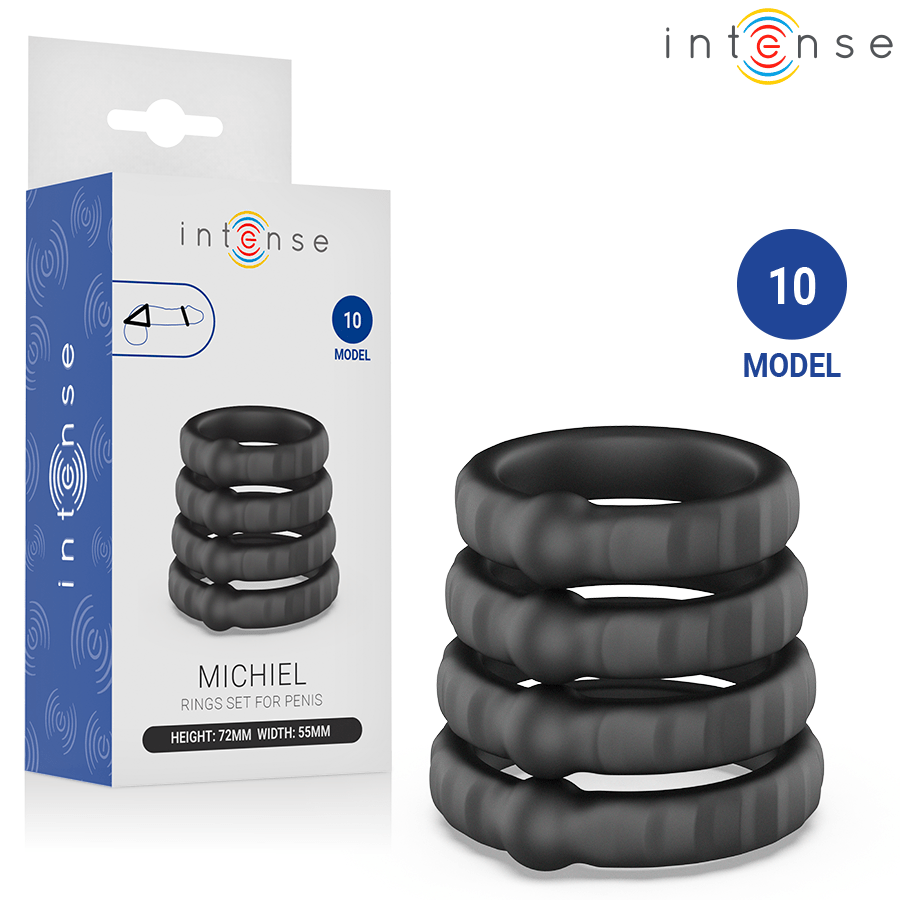 Set 4 Inele Penis Intense Michiel Model 10 Silicon Extensibil - Inel Penis - Sensivo