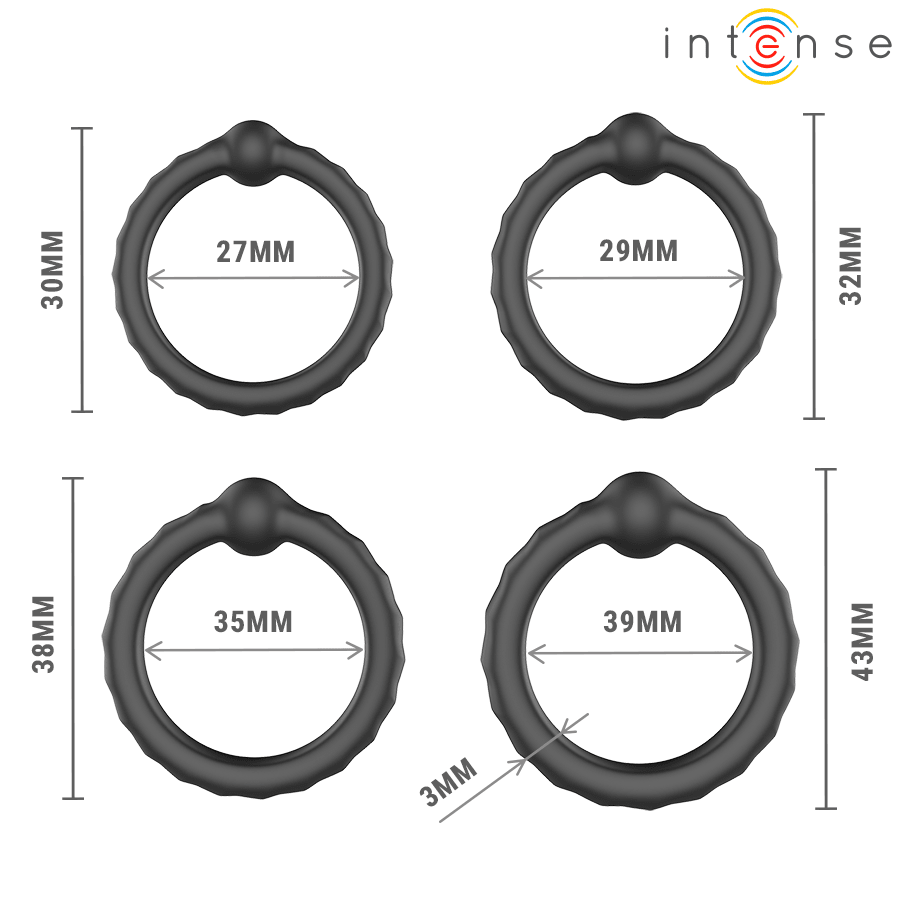 Set 4 Inele Penis Intense Michiel Model 10 Silicon Extensibil - Inel Penis - Sensivo