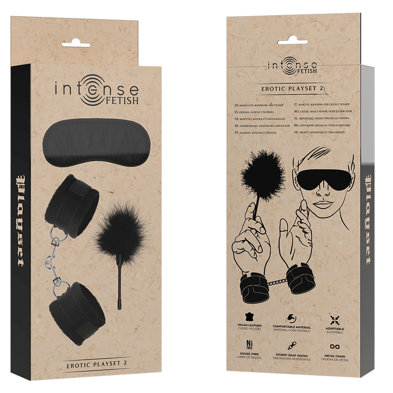 Set BDSM cu Catuse Masca si Pamatuf din Piele Vegana - Intense - BDSM - Sensivo