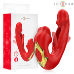 Vibrator dublu cu gura stimulatoare Intense Nathy rosu – vibratii si stimulare simultana