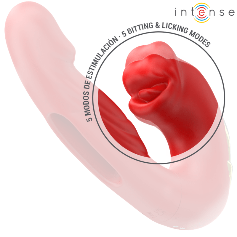Vibrator Dublu cu Gura Stimulatoare Intense Nathy Rosu - Vibratoare - Sensivo