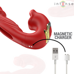 Intense Nathy vibrator rosu cu stimulator gura – cablu USB incarcare inclus