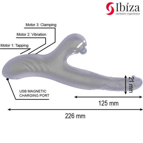 Vibrator Dublu cu Stimulator Clitoridian Two Dragons - IBIZA - Vibrator - Sensivo