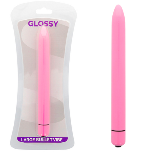 Vibrator slim Glossy Deep Rose – vedere frontala vibrator roz compact si discret